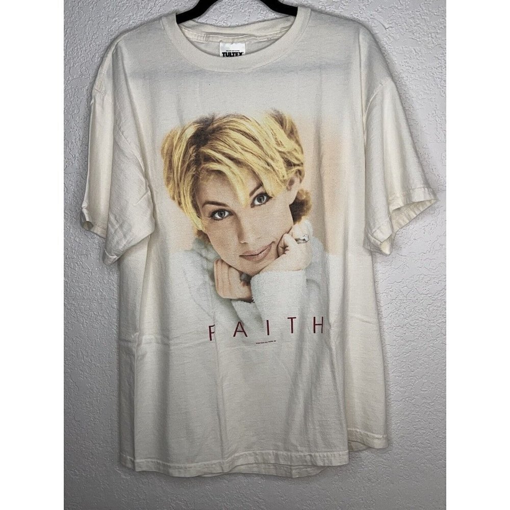 Vintage 1998 Faith Hill T-Shirt Tee Size Large Tultex Cotton Tag 100% Cotton Y
